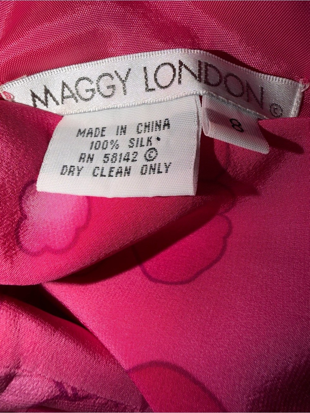 Maggy London 100% Silk Sleeveless Pink Floral Sheath Dress Size 8 - Picture 4 of 4